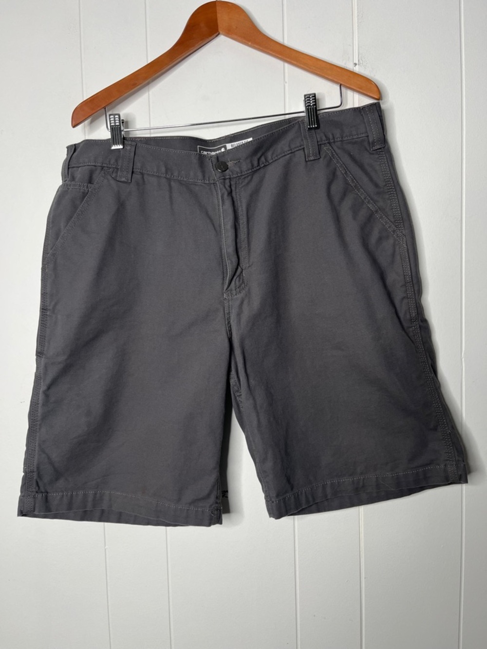 Carhartt Relaxed Fit Rugged Flex Men's Grey Workwear Flat Front Shorts Size 38